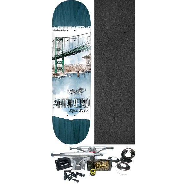 Anti Hero Skateboards Robbie Russo Cityscapes Skateboard Deck - 8.5" x 31.85" - Complete Skateboard Bundle